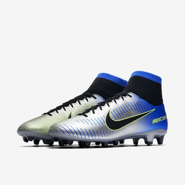 Nike Mercurial Victory VI Dynamic Fit Neymar Ag-pro Fußballschuhe Herren Blau Silber Grün Schwarz 30