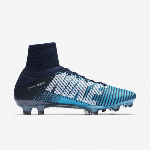 Nike Mercurial Superfly V Fg Fußballschuhe Herren Obsidian Blau Weiß 569-17673