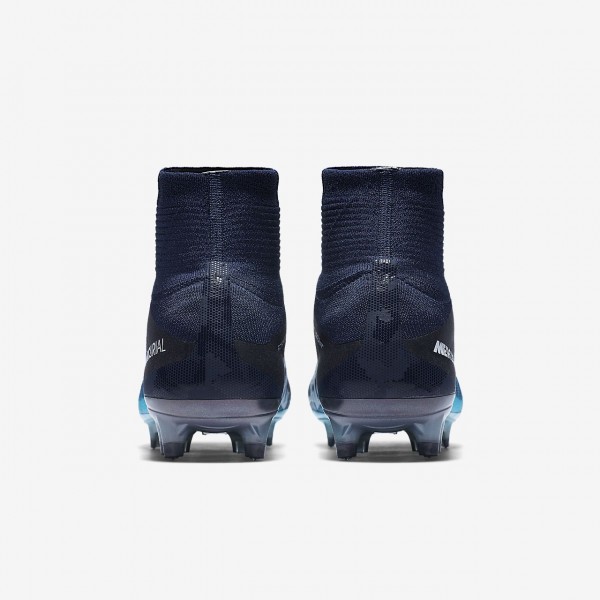 Nike Mercurial Superfly V Fg Fußballschuhe Herren Obsidian Blau Weiß 569-17673