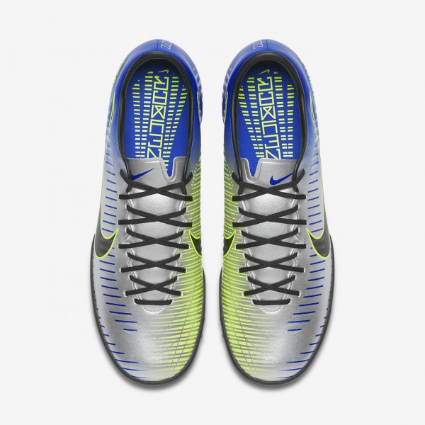 Nike Mercurialx Victory VI Neymar Tf Fußballschuhe Herren Blau Silber Grün Schwarz 248-28827