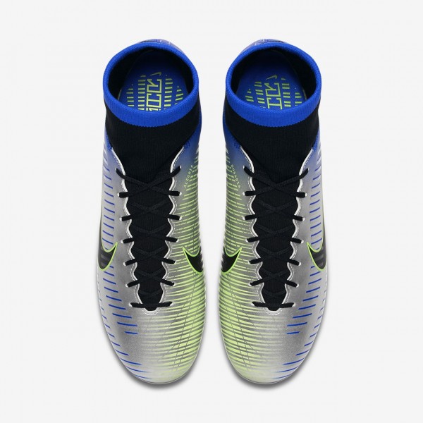 Nike Mercurial Victory VI Dynamic Fit Neymar Ag-pro Fußballschuhe Herren Blau Silber Grün Schwarz 30