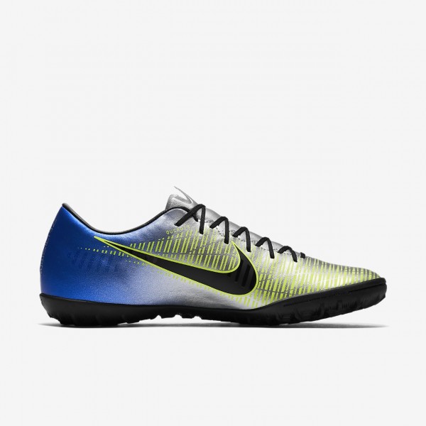 Nike Mercurialx Victory VI Neymar Tf Fußballschuhe Herren Blau Silber Grün Schwarz 248-28827