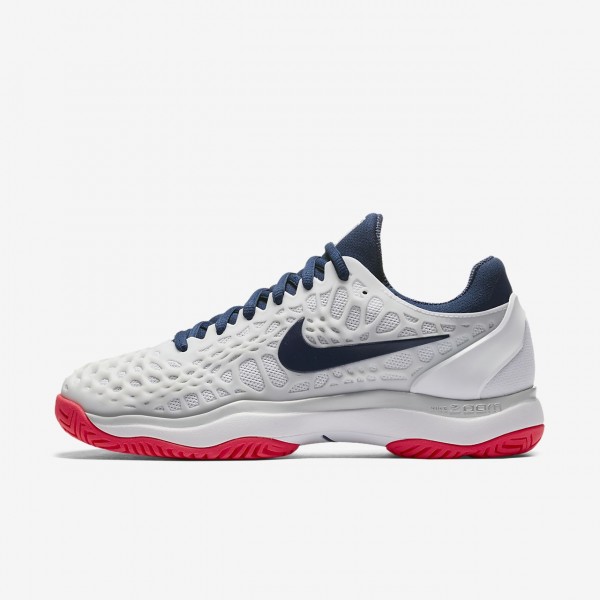 Nike Zoom Cage 3 Tennisschuhe Damen Weiß Platin Rot Blau 294-99306
