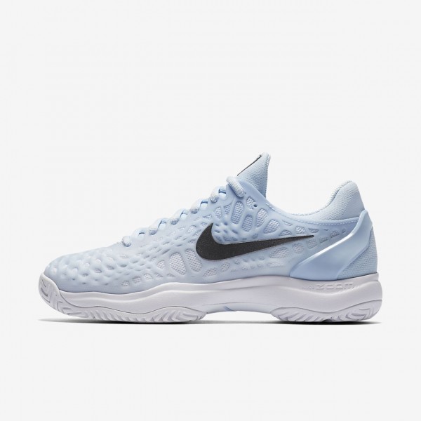 Nike Zoom Cage 3 Tennisschuhe Damen Blau Weiß Metallic Dunkelgrau 821-43139