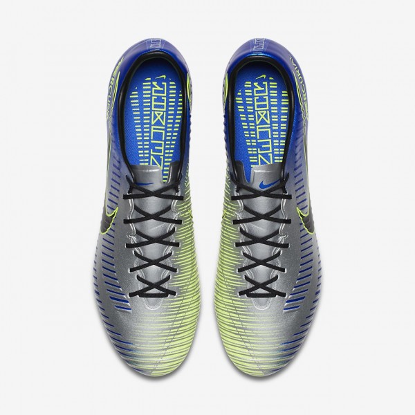 Nike Mercurial Veloce III Neymar Fg Fußballschuhe Damen Blau Silber Grün Schwarz 289-34779