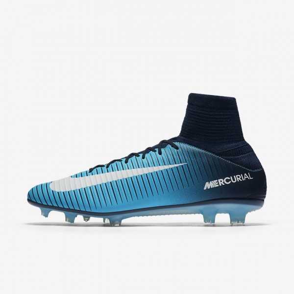 Nike Mercurial Veloce III Dynamic Fit Fg Fußballschuhe Damen Obsidian Blau Weiß 863-31580