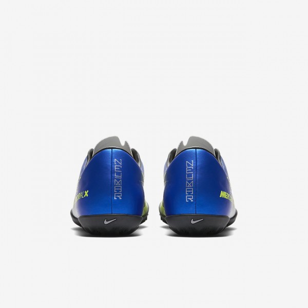 Nike Mercurialx Victory VI Neymar Tf Fußballschuhe Damen Blau Silber Grün Schwarz 491-96241