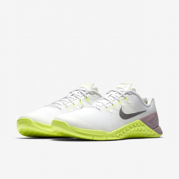 Nike Metcon 4 Trainingsschuhe Damen Weiß Rosa Grün Metallic Silber 601-78471