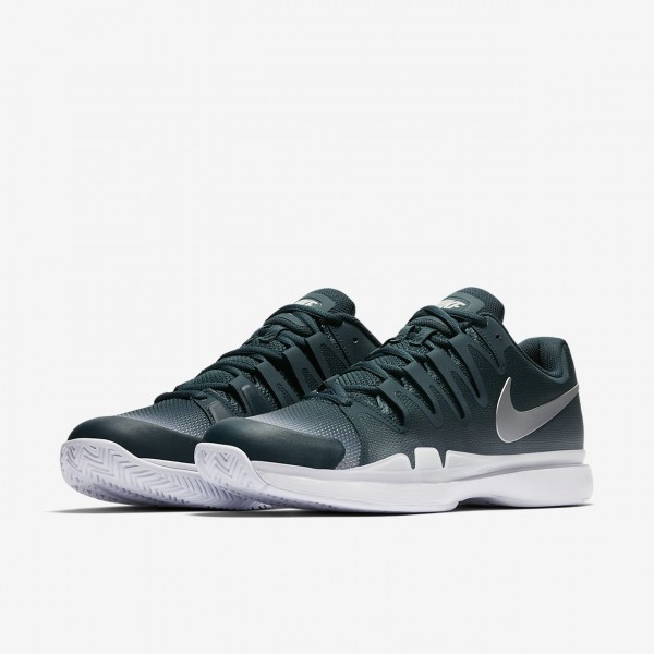 Nike Court Zoom Vapor 9 5 Tour Tennisschuhe Herren Dunkeltürkis Weiß Metallic Silber 802-51034