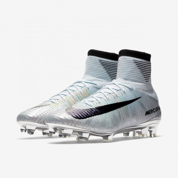 Nike Mercurial Superfly V Cr7 Se Fg Fußballschuhe Damen Blau Silber Schwarz 435-59951