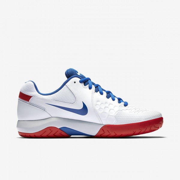 Nike Court Air Zoom Resistance Tennisschuhe Herren Weiß Platin Rot Blau 651-20877