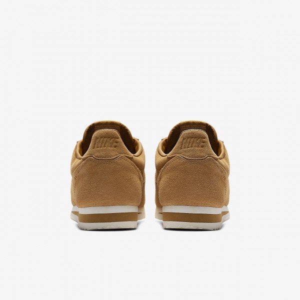 Nike Classic Cortez Leder Premium Freizeitschuhe Herren Khaki Schwarz Weiß 443-22463