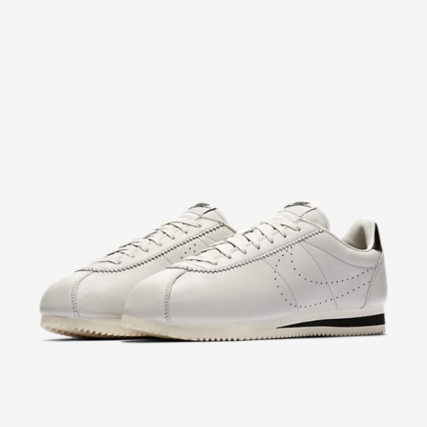 Nike Classic Cortez Leder Premium Freizeitschuhe Herren Weiß Schwarz 439-44430