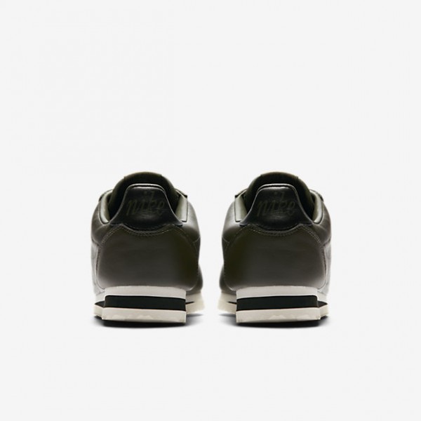 Nike Classic Cortez Leder Premium Freizeitschuhe Herren Khaki Schwarz Weiß 443-22463