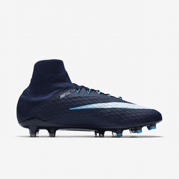 Nike Hypervenom Phatal 3 Df Fg Fußballschuhe Damen Obsidian Blau Weiß 282-20864