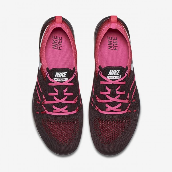 Nike Free Tr Focus Flyknit Trainingsschuhe Damen Tiefes Weinrot Pink Weiß 506-88524
