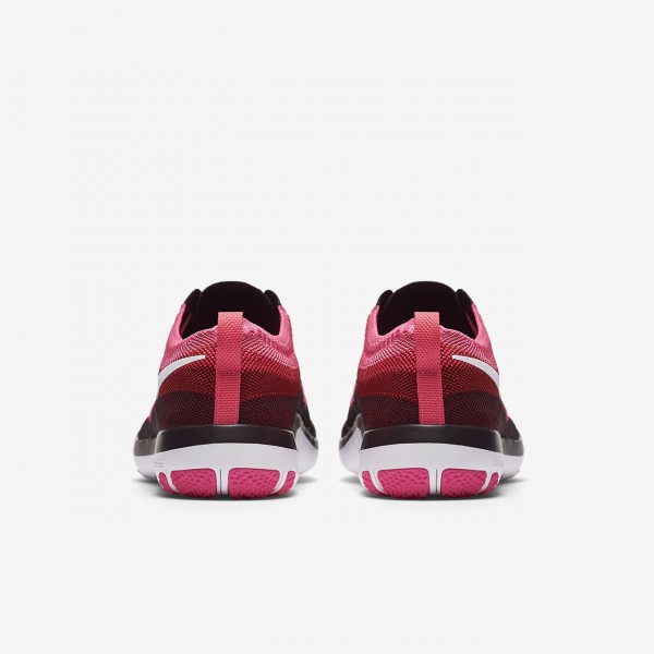 Nike Free Tr Focus Flyknit Trainingsschuhe Damen Tiefes Weinrot Pink Weiß 506-88524