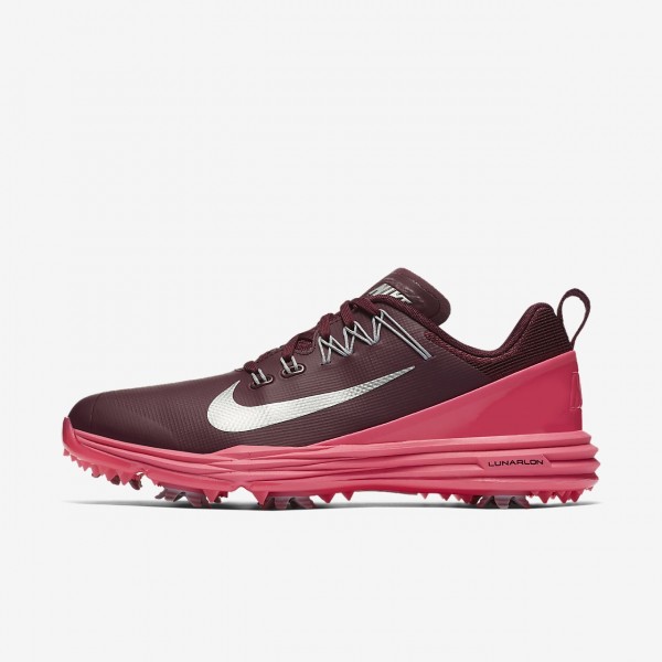 Nike Lunar Command 2 Golfschuhe Damen Bordeaux Pink Grau Metallic Silber 858-37115