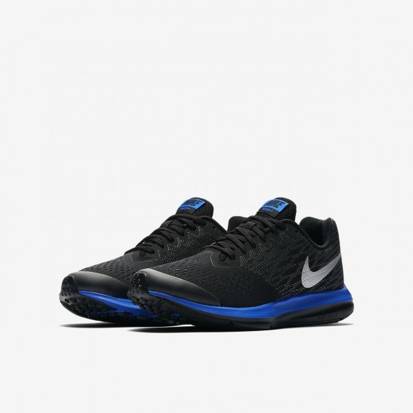 Nike Zoom Wio 4 Laufschuhe Jungen Schwarz Grau Blau Metallic Silber 646-17017
