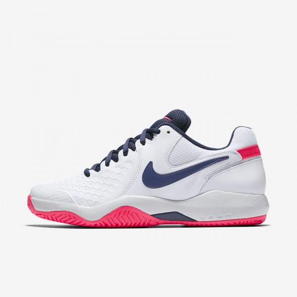 Nike Court Air Zoom Resistance Tennisschuhe Damen Weiß Platin Rot Blau 633-56178