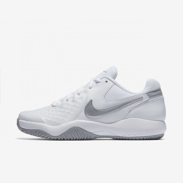 Nike Court Air Zoom Resistance Tennisschuhe Damen Weiß Grau Metallic Silber 237-72315