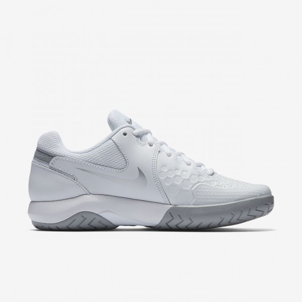 Nike Court Air Zoom Resistance Tennisschuhe Damen Weiß Grau Metallic Silber 237-72315