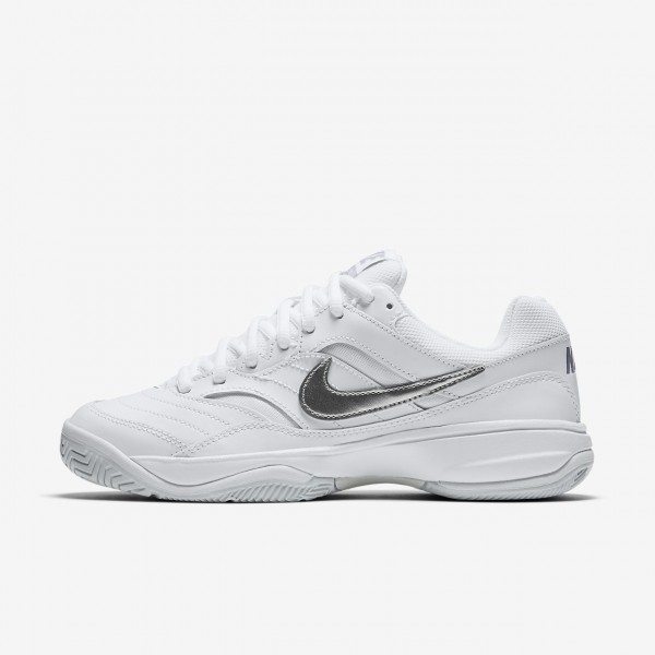 Nike Court Lite Tennisschuhe Damen Weiß Grau Silb...