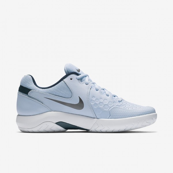 Nike Court Air Zoom Resistance Tennisschuhe Damen Blau Weiß Metallic Dunkelgrau 471-28878