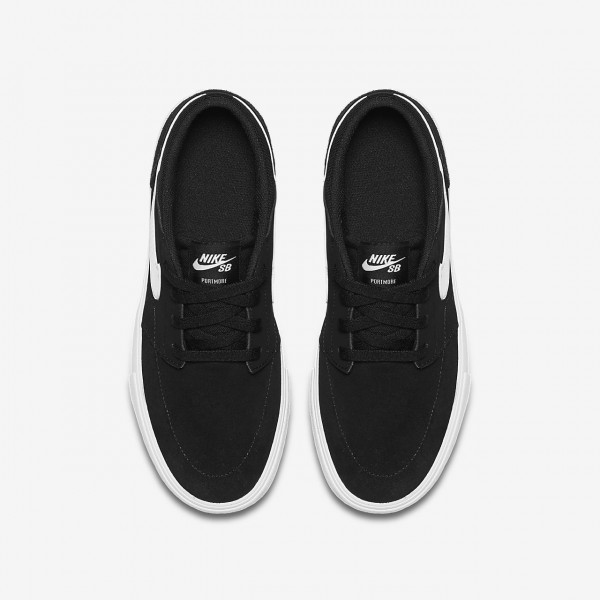 Nike Sb Portmore II Skaterschuhe Jungen Schwarz Weiß 396-15157