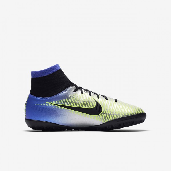 Nike Jr. Mercurialx Victory VI Dynamic Fit Neymar Tf Fußballschuhe Jungen Blau Silber Grün Schwarz 4