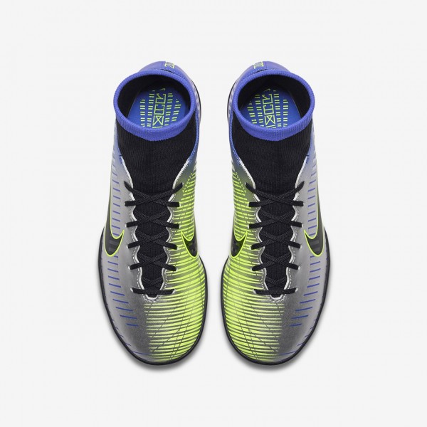 Nike Jr. Mercurialx Victory VI Dynamic Fit Neymar Tf Fußballschuhe Jungen Blau Silber Grün Schwarz 4