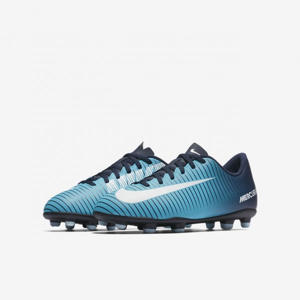 Nike Jr. Mercurial Vortex III Fg Fußballschuhe Jungen Obsidian Blau Weiß 426-49416
