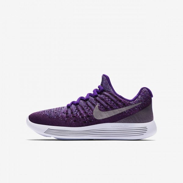 Nike Lunarepic low Flyknit 2 Laufschuhe Jungen Lila Metallic Silber 105-40410