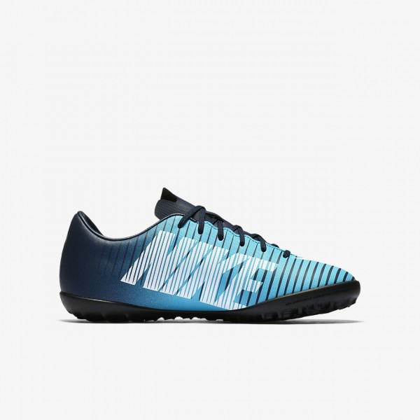 Nike Jr. Mercurial Victory VI Tf Fußballschuhe Jungen Obsidian Blau Weiß 374-49729
