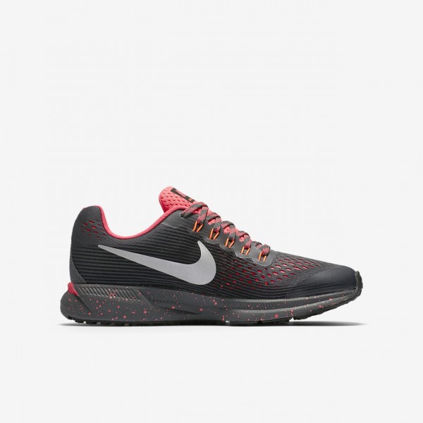 Nike Zoom Pegasus 34 Shield Laufschuhe Mädchen Dunkelgrau Pink Schwarz Silber 146-39558