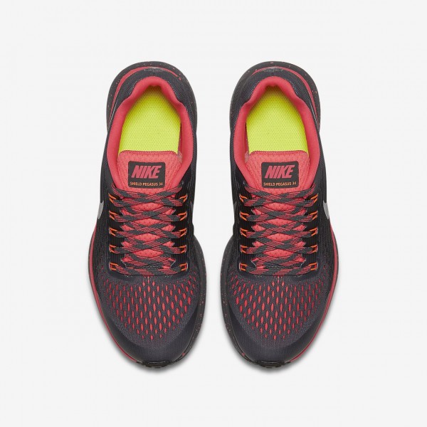 Nike Zoom Pegasus 34 Shield Laufschuhe Mädchen Dunkelgrau Pink Schwarz Silber 146-39558