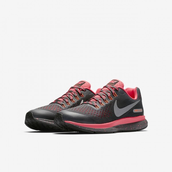 Nike Zoom Pegasus 34 Shield Laufschuhe Mädchen Dunkelgrau Pink Schwarz Silber 146-39558