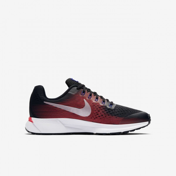 Nike Zoom Pegasus 34 Laufschuhe Mädchen Schwarz Rot Metallic Silber 985-38209