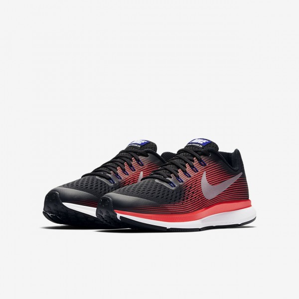 Nike Zoom Pegasus 34 Laufschuhe Mädchen Schwarz Rot Metallic Silber 985-38209