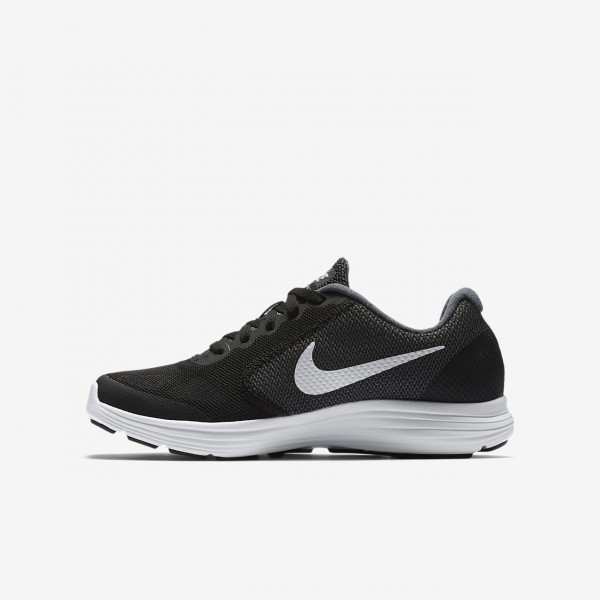 Nike Revolution 3 Laufschuhe Mädchen Dunkelgrau Schwarz Platin Weiß 335-14721