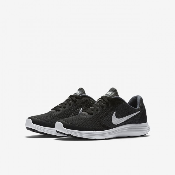 Nike Revolution 3 Laufschuhe Mädchen Dunkelgrau Schwarz Platin Weiß 335-14721