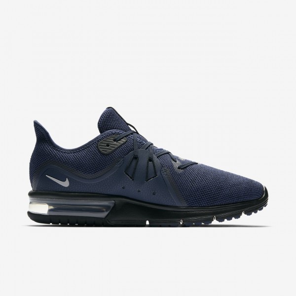 Nike Air Max Sequent 3 Laufschuhe Herren Navy Schwarz Metallic Silber 631-77512
