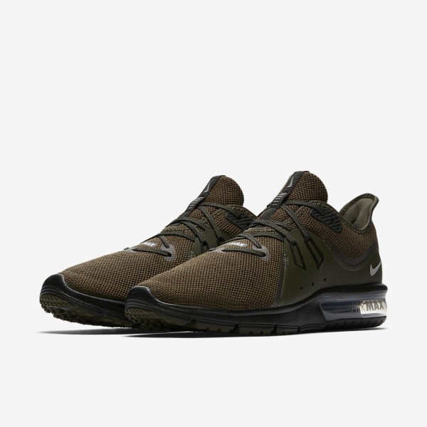 Nike Air Max Sequent 3 Laufschuhe Herren Khaki Schwarz Metallic Silber 434-50860