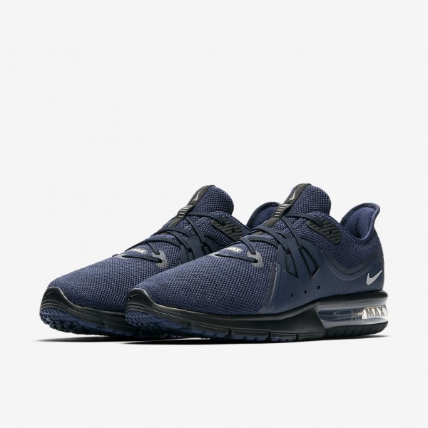 Nike Air Max Sequent 3 Laufschuhe Herren Navy Schwarz Metallic Silber 631-77512