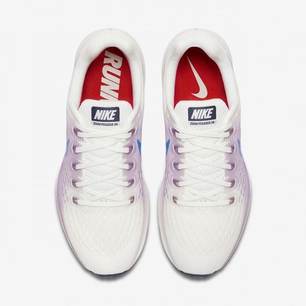 Nike Air Zoom Pegasus 34 Laufschuhe Damen Weiß Rosa Blau 147-98958