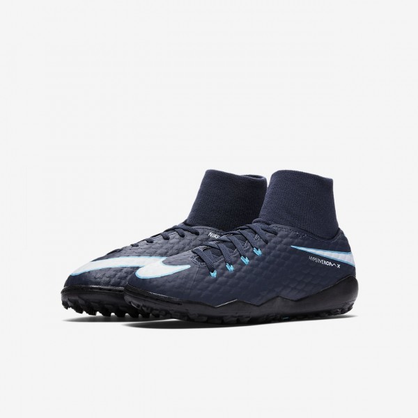 Nike Jr. Hypervenomx Phelon III Dynamic Fit Tf Fußballschuhe Jungen Obsidian Blau Weiß 997-92127