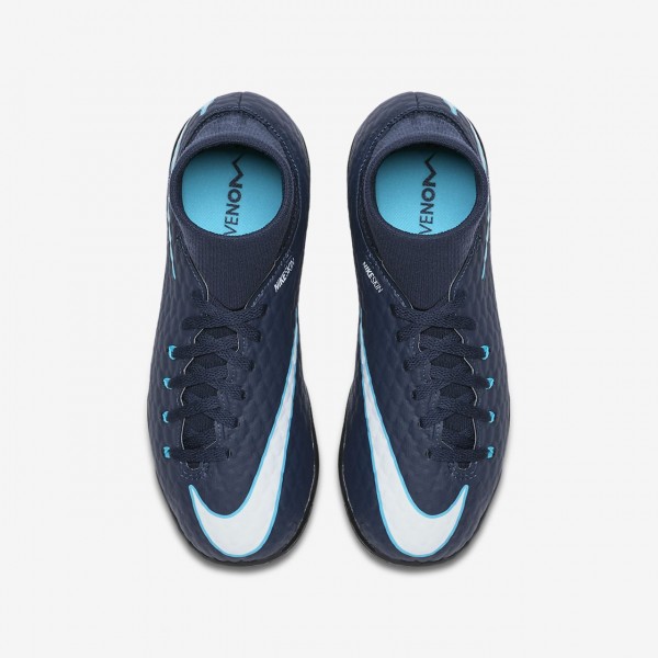 Nike Jr. Hypervenomx Phelon III Dynamic Fit Tf Fußballschuhe Jungen Obsidian Blau Weiß 997-92127