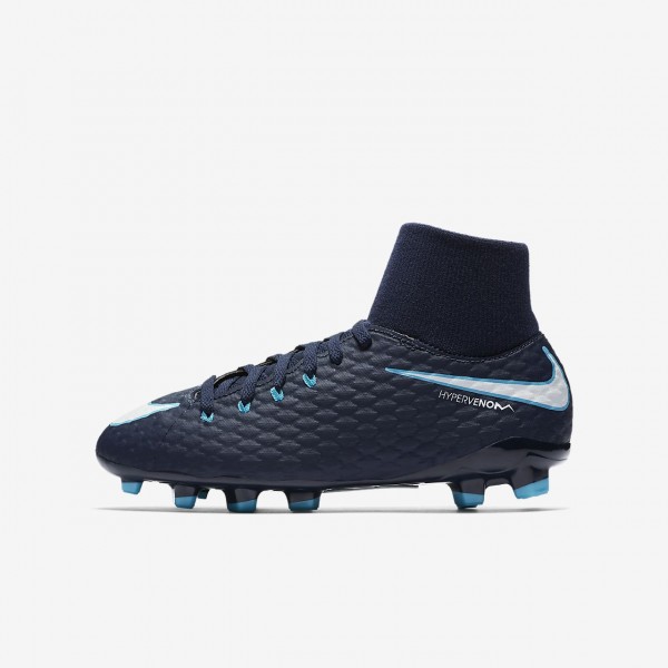 Nike Jr. Hypervenom Phelon III Dynamic Fit Fg Fußballschuhe Jungen Obsidian Blau Weiß 663-54404