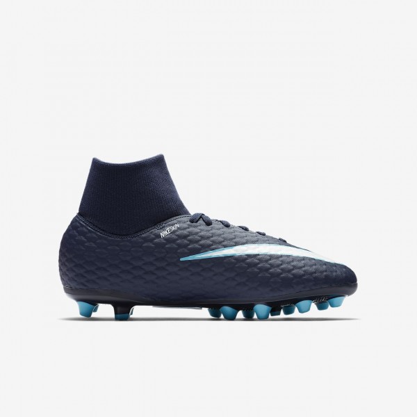 Nike Jr. Hypervenom Phelon III Dynamic Fit Ag-pro Fußballschuhe Jungen Obsidian Blau Weiß 423-18112