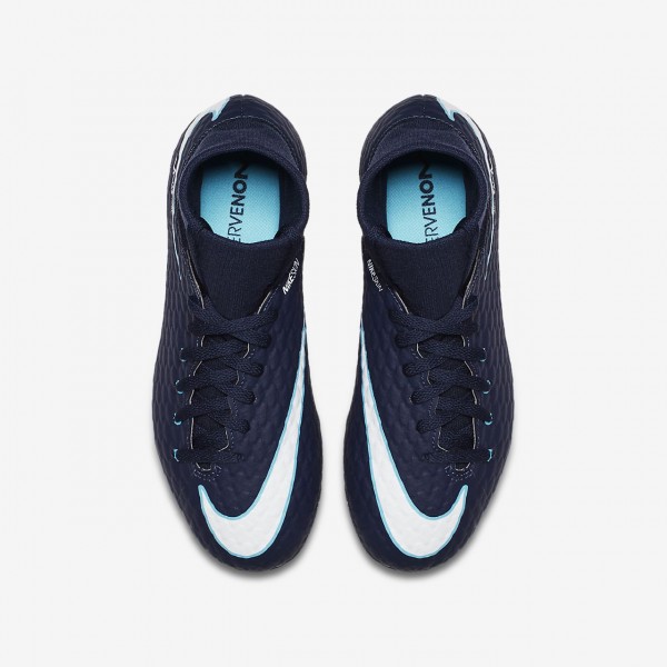 Nike Jr. Hypervenom Phelon III Dynamic Fit Fg Fußballschuhe Jungen Obsidian Blau Weiß 663-54404